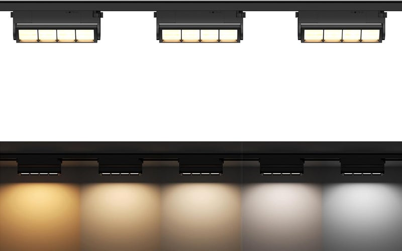TuyuBEE 5 Color Linear H Track Lighting Heads H Type Track Light Heads Dimmable LED Track Lighting Fixtures Ceiling Spot Light, H Style Track Heads for H Track Lighting Rails, Black CRI90 12W 3 Pack - Image 1